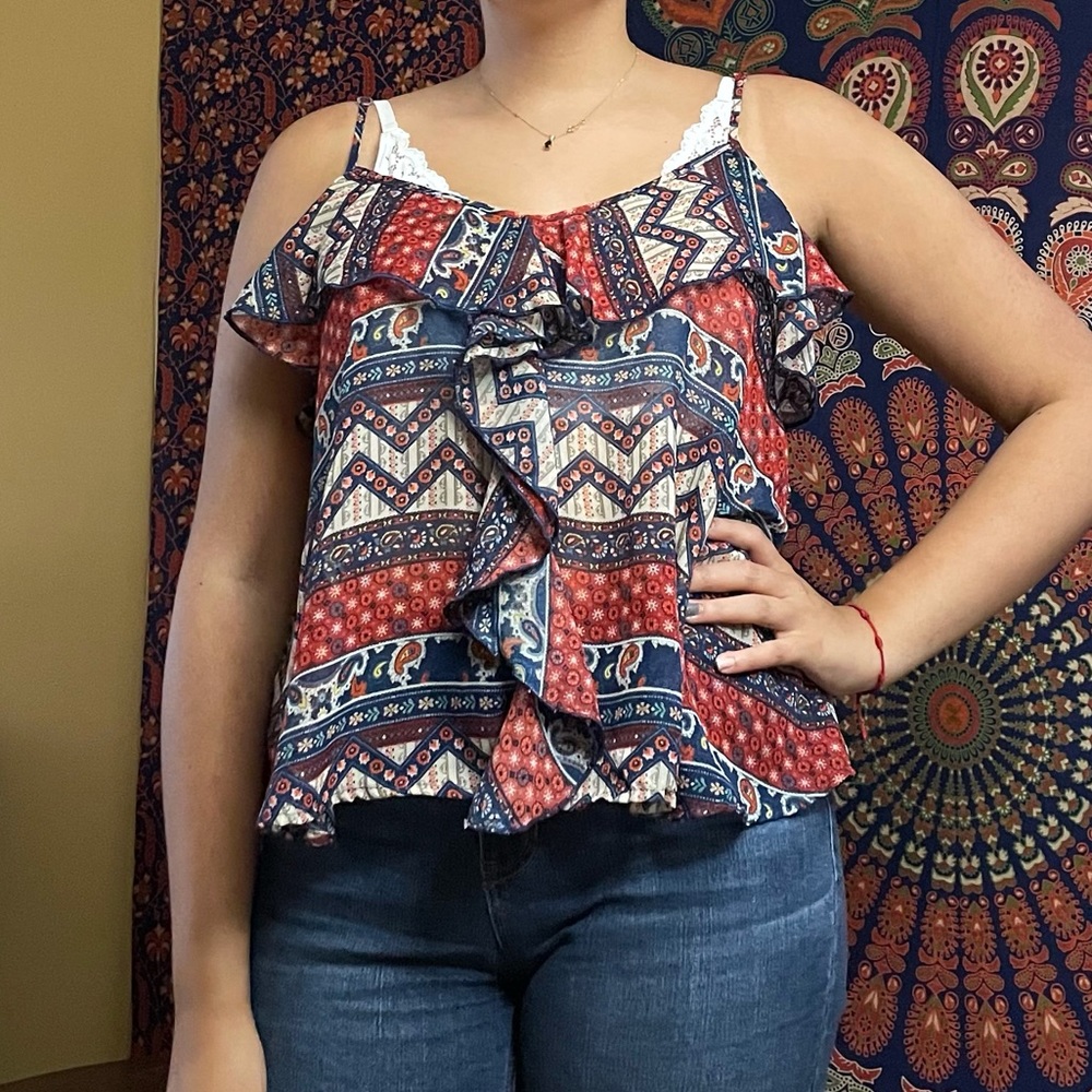 Bohemian Ruffled Tank Top